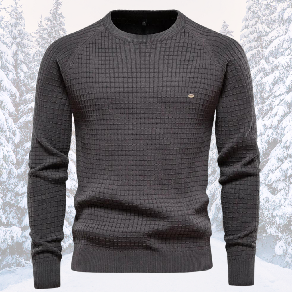 Herren Rundhals Strukturierter Strickpullover
