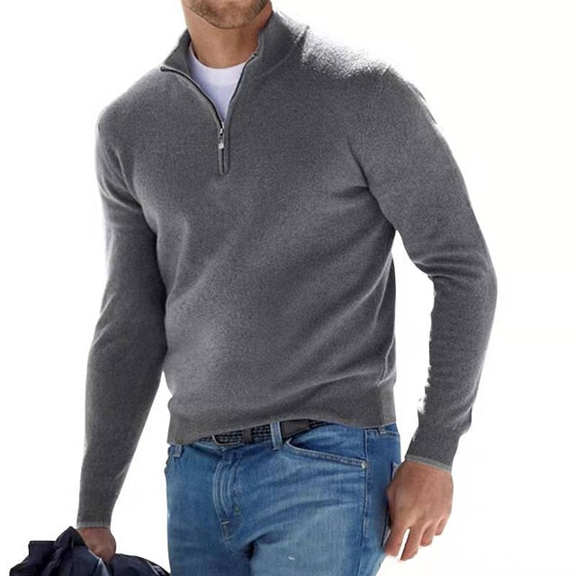 Herren Half Zip Langarm Pullover