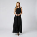 Ärmelloser Jumpsuit mit weitem Bein und fließendem Chiffon Überwurf im eleganten Schnitt