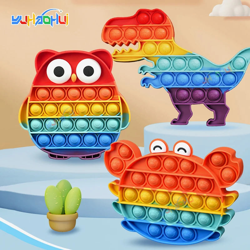 Regenbogen-Pop-Fidget-Toy – Sensorisches Silikonspielzeug zur Stressbewältigung, Konzentrationsförderung und zum Spielen für Kinder und Erwachsene