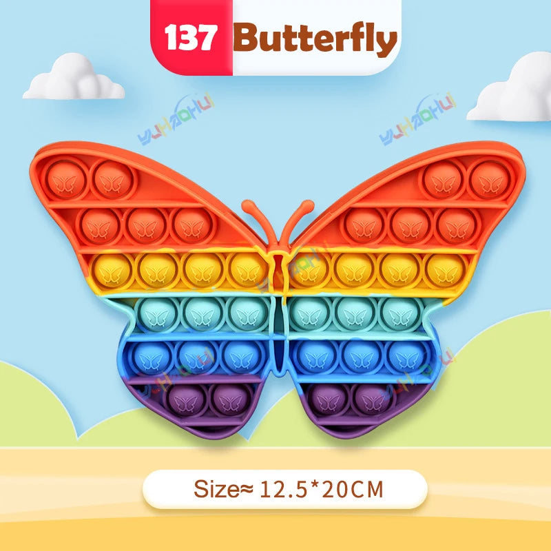 Regenbogen-Pop-Fidget-Toy – Sensorisches Silikonspielzeug zur Stressbewältigung, Konzentrationsförderung und zum Spielen für Kinder und Erwachsene