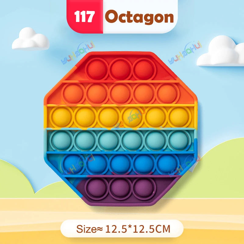 Regenbogen-Pop-Fidget-Toy – Sensorisches Silikonspielzeug zur Stressbewältigung, Konzentrationsförderung und zum Spielen für Kinder und Erwachsene