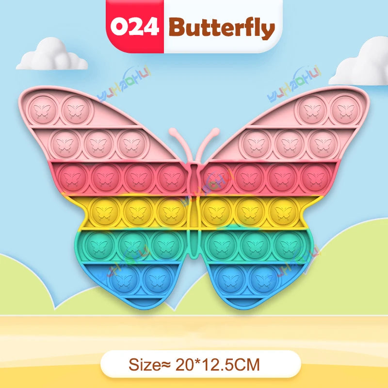 Regenbogen-Pop-Fidget-Toy – Sensorisches Silikonspielzeug zur Stressbewältigung, Konzentrationsförderung und zum Spielen für Kinder und Erwachsene