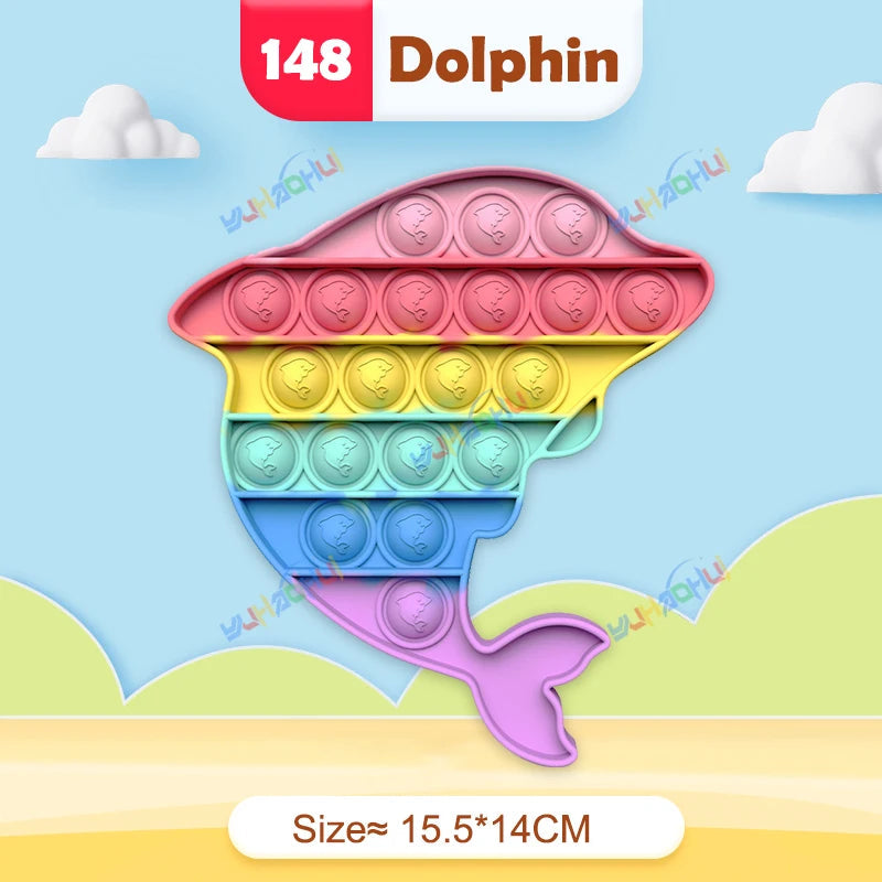 Regenbogen-Pop-Fidget-Toy – Sensorisches Silikonspielzeug zur Stressbewältigung, Konzentrationsförderung und zum Spielen für Kinder und Erwachsene