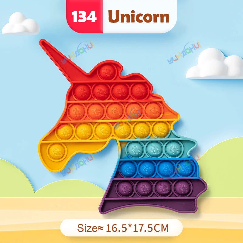 Regenbogen-Pop-Fidget-Toy – Sensorisches Silikonspielzeug zur Stressbewältigung, Konzentrationsförderung und zum Spielen für Kinder und Erwachsene