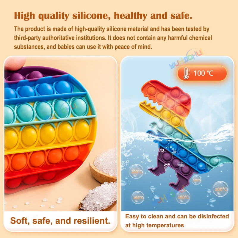 Regenbogen-Pop-Fidget-Toy – Sensorisches Silikonspielzeug zur Stressbewältigung, Konzentrationsförderung und zum Spielen für Kinder und Erwachsene