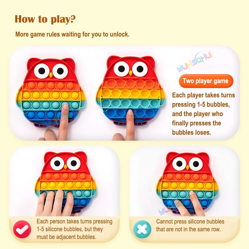 Regenbogen-Pop-Fidget-Toy – Sensorisches Silikonspielzeug zur Stressbewältigung, Konzentrationsförderung und zum Spielen für Kinder und Erwachsene