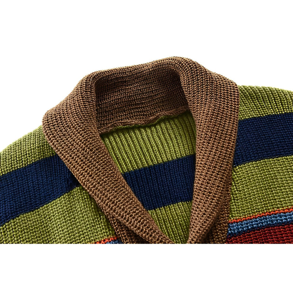 Retro-Cardigan Herren | Kräftiges Streifen-Statement & Entspannte Passform