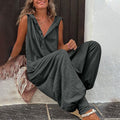 Sofia | Damen Jumpsuit Weites Bein V-Ausschnitt Sommer Overall