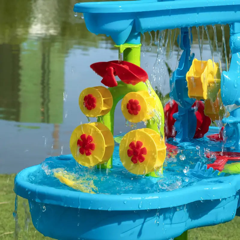 Robuster 3-in-1-Sand- und Wassertisch für Kinder – Spieltisch für draußen mit 15 Zubehörteilen