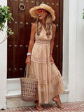 Damen V-Ausschnitt Boho Sommer Kleid