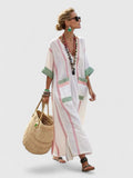 Damen Gestreift Boho Strand Maxikleid