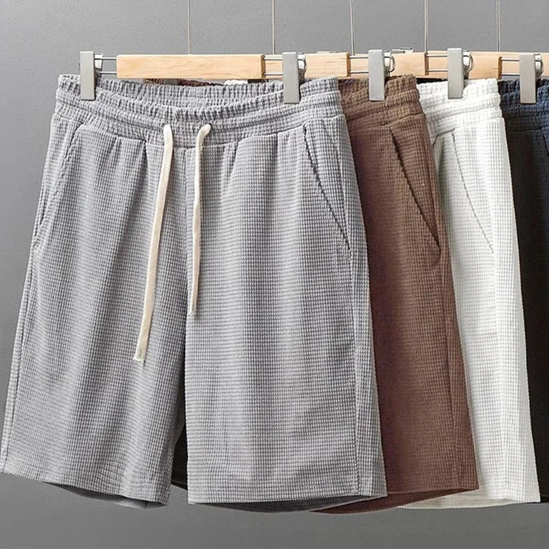 Herren Sommer Kordelzug Strukturiert Shorts