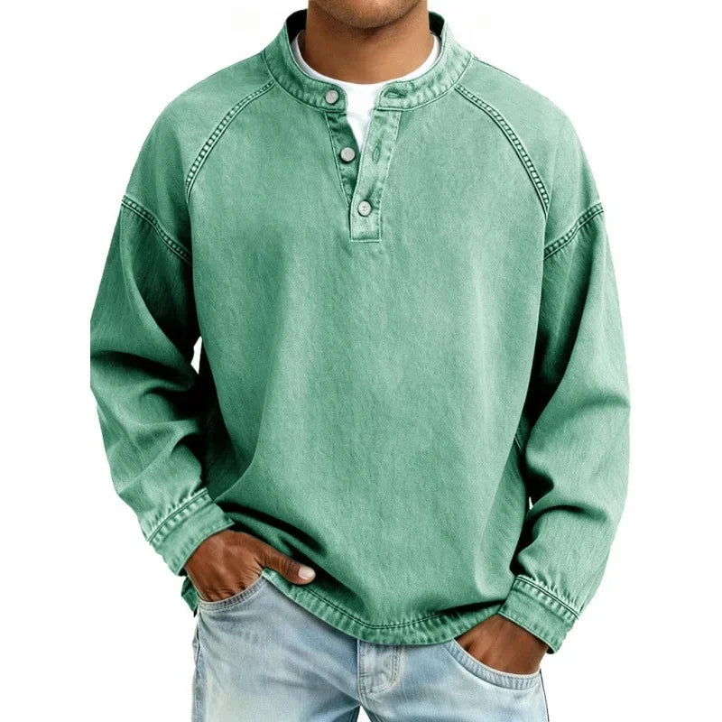 Pedro Langarmshirt | Vintage Herrenhemd mit Knöpfen
