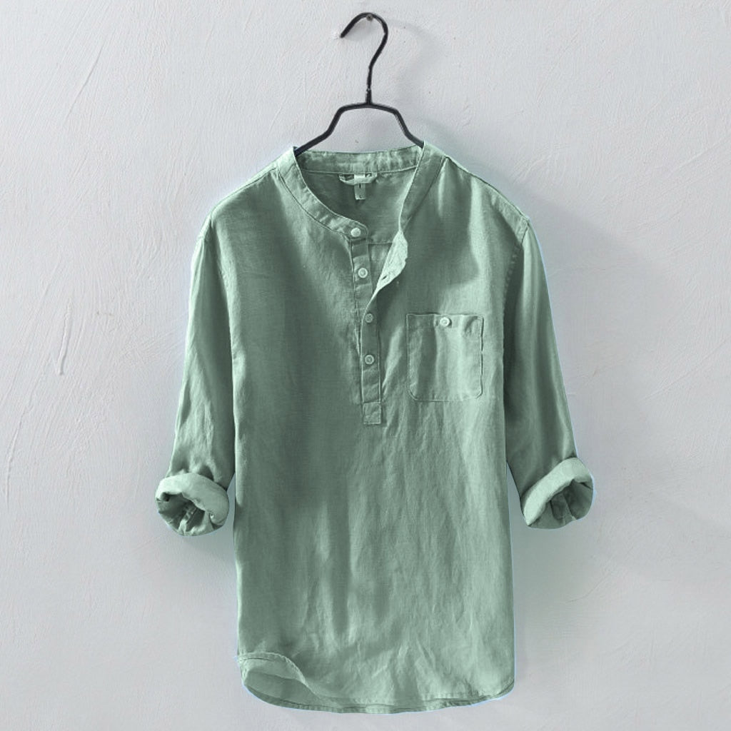 Herren Luftiges Henley Sommer Hemd