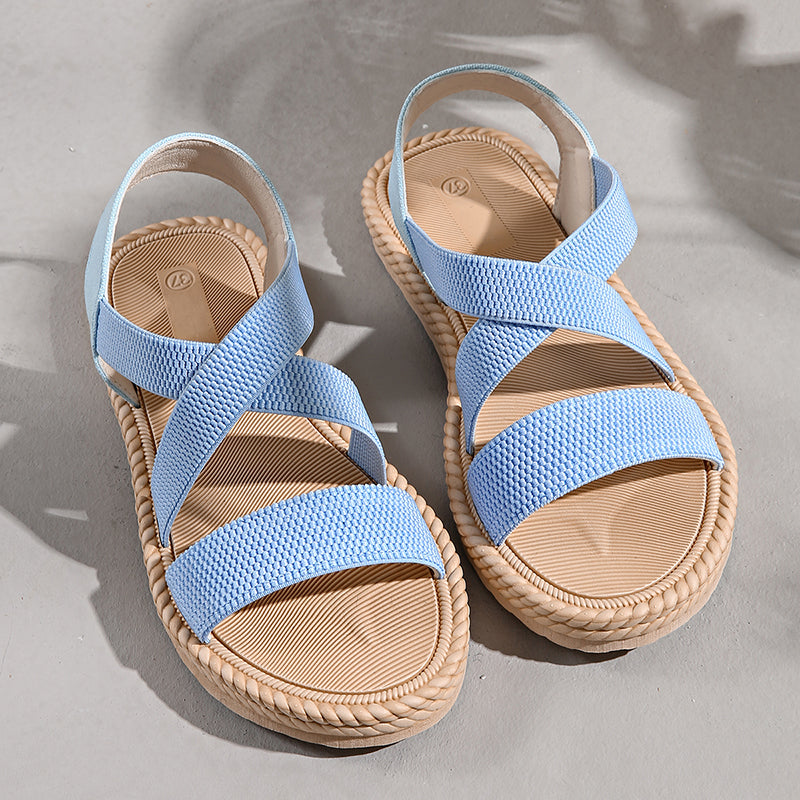 Damen Kreuzriemen Elastisch Strand Sandalen