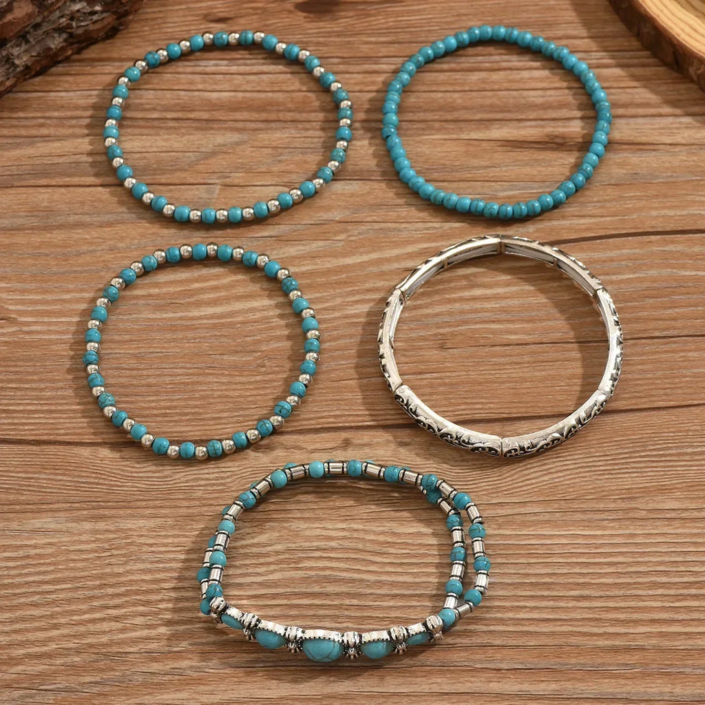 Bohemian Türkis Perlenarmband Set