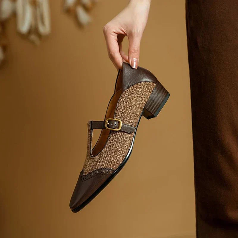 Diny – Vintage-Lederschuhe mit Schnalle