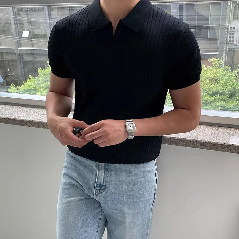 Da Vinci™ Polohemd Aus Leichtem Italienischem Stoff mit Minimalistischem Kragen / Komfortabel, Elegant Und Unübersehbar!