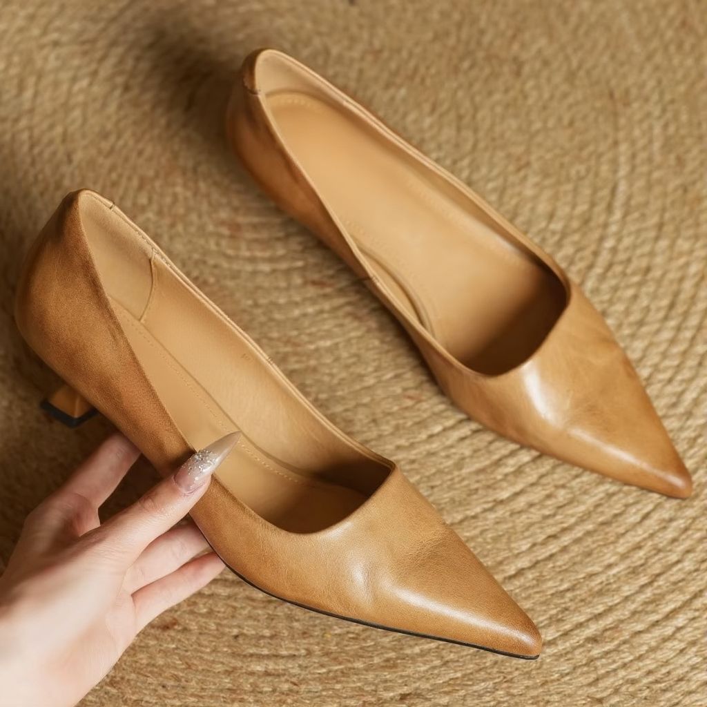 Damen Sommer Spitze Slip-On Kitten Heels