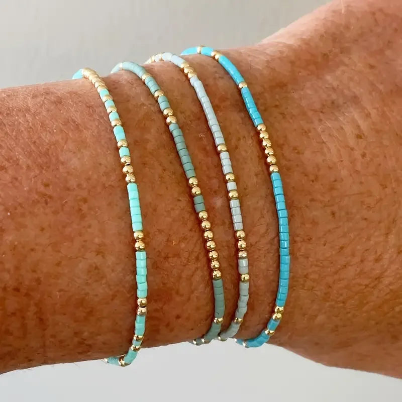 Chic Bohemian Türkis Perlenarmband Set