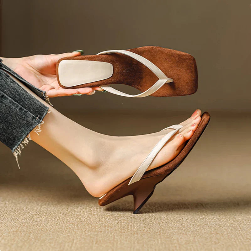 Damen Elegant Eckig Toe Absatz Sandalen