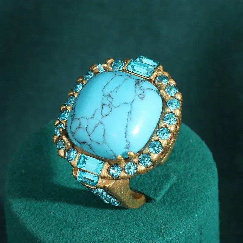 Vintage Art Deco Türkis Goldring