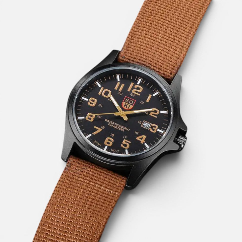 Armbanduhr Analog Ziffernblatt Stoffarmband Rundes Gehäuse