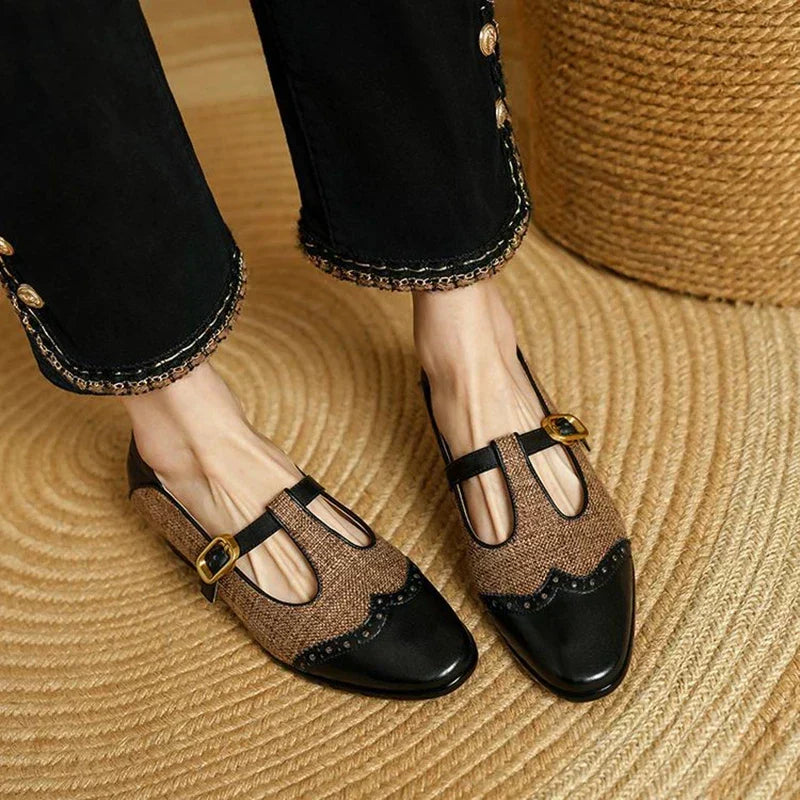 Diny – Vintage-Lederschuhe mit Schnalle