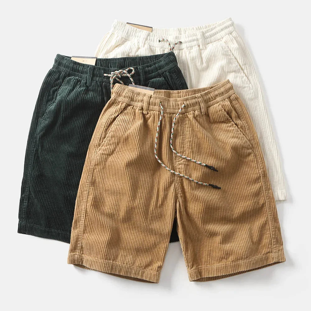 Herren Lässig Strukturiert Kordelzug Shorts
