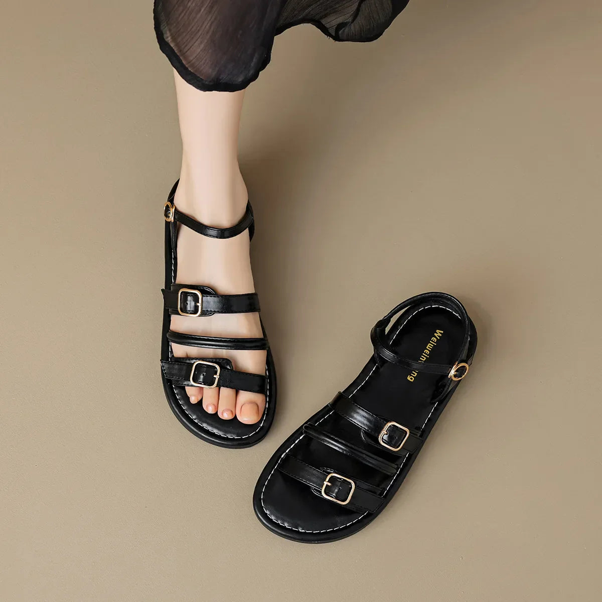 Damen Elegant Schnalle Riemen Sommer Sandalen