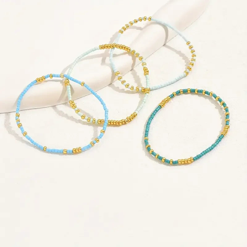 Chic Bohemian Türkis Perlenarmband Set