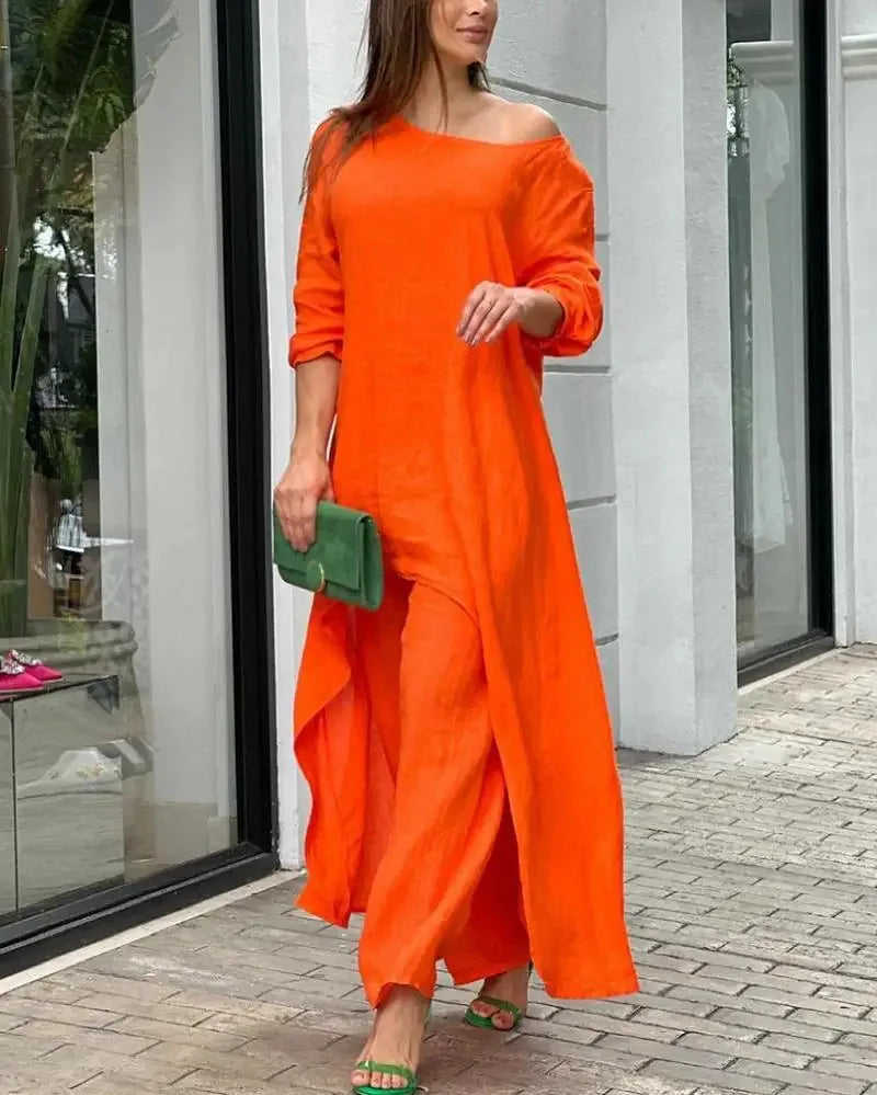 Aspen | Damen Set 2-teilig Longtunika Weite Hose Sommer