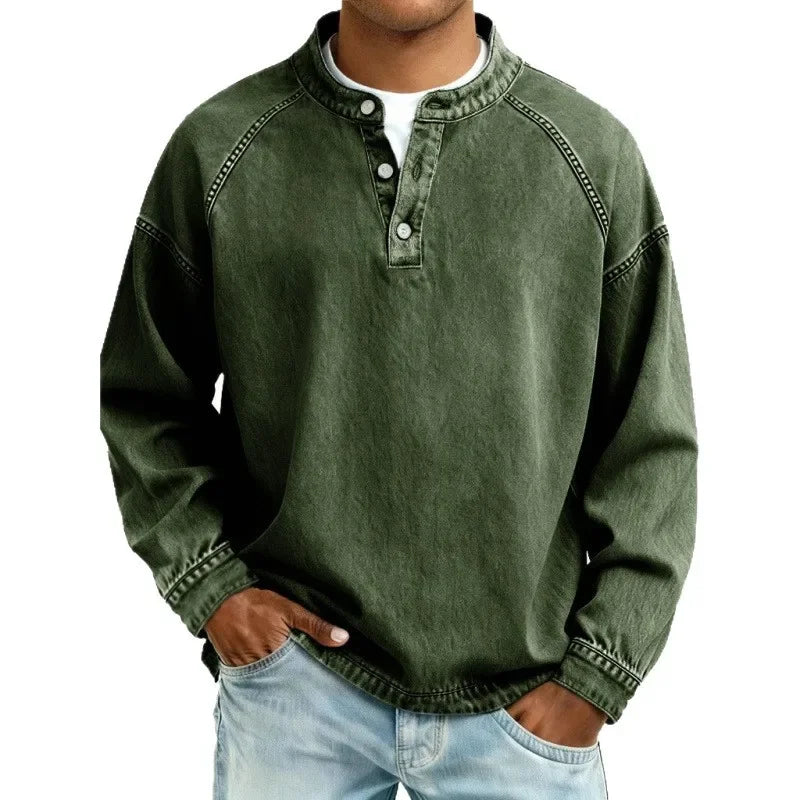 Pedro Langarmshirt | Vintage Herrenhemd mit Knöpfen