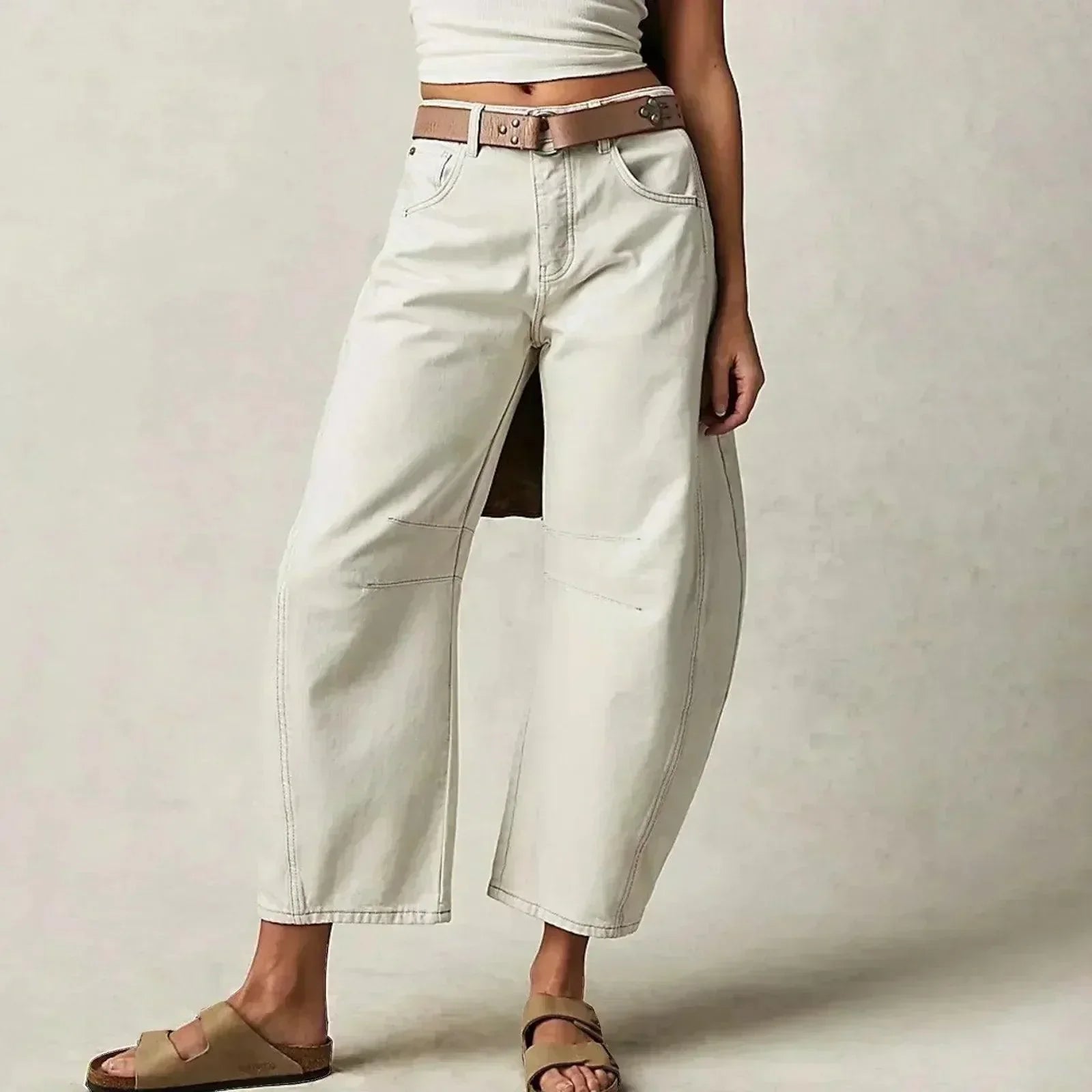 Damen High-Waist Cropped Jeans Hose