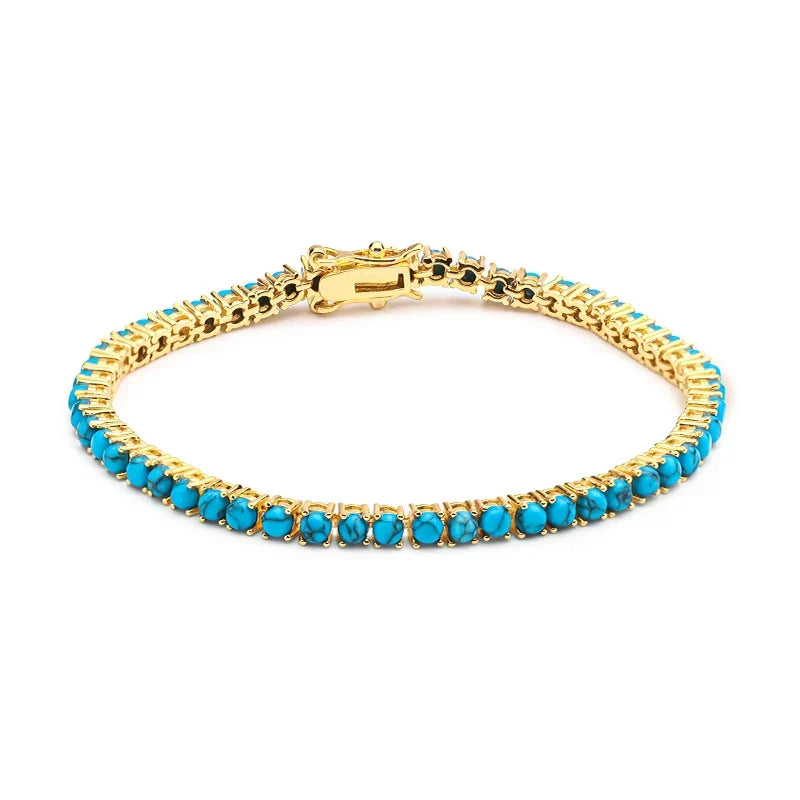 Elegantes Gold-Türkis Kettenarmband