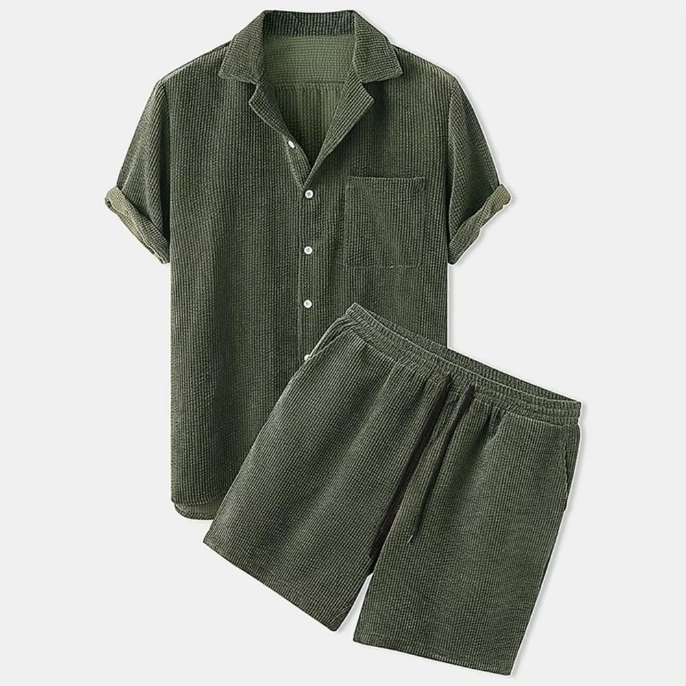 Herren Sommer Zweiteiler Hemd und Shorts Set