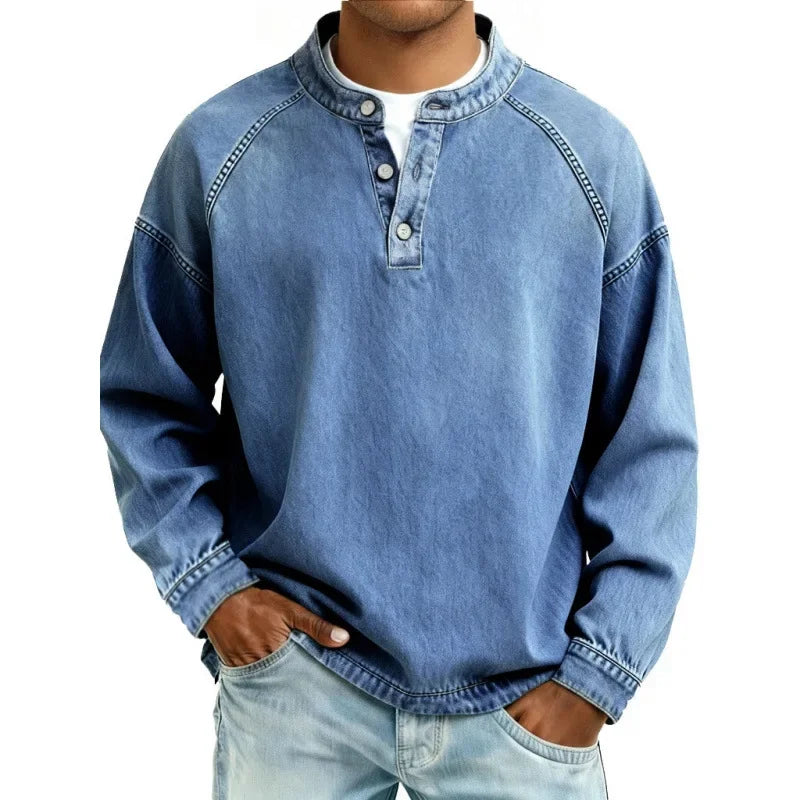 Pedro Langarmshirt | Vintage Herrenhemd mit Knöpfen