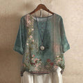Damen Vintage Bedruckt Kurzarm Bluse