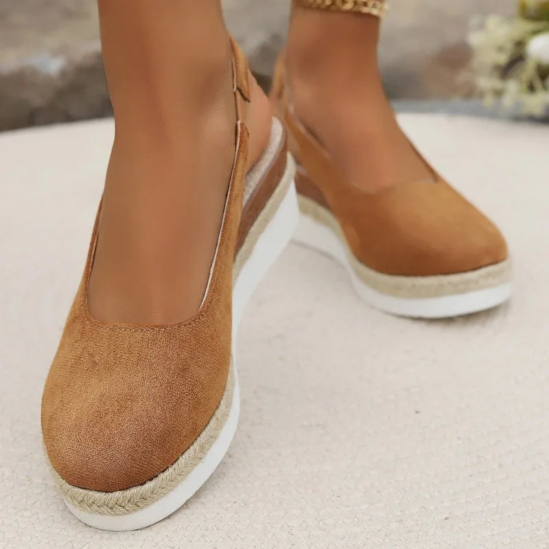 Nina | Damen Espadrilles Keilabsatz Slingback Wildleder Sandalen