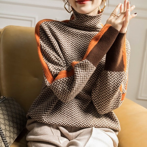 Lena | Rollkragenpullover in Mélange-Strick