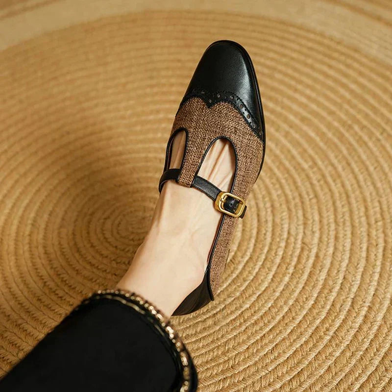 Diny – Vintage-Lederschuhe mit Schnalle
