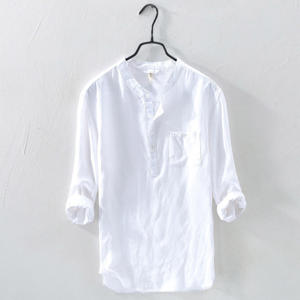 Herren Luftiges Henley Sommer Hemd