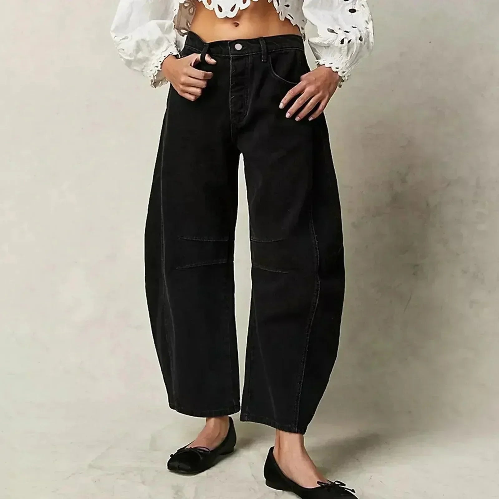 Damen High-Waist Cropped Jeans Hose