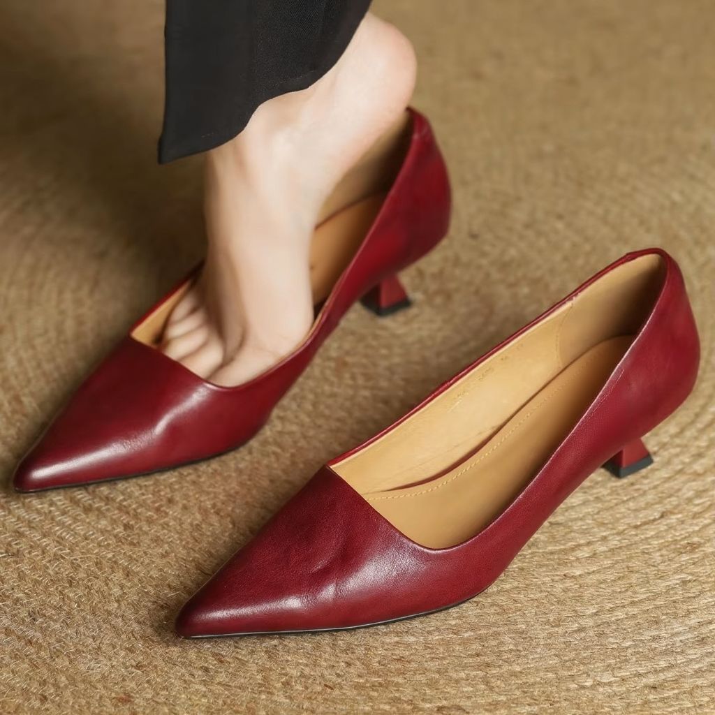 Damen Sommer Spitze Slip-On Kitten Heels