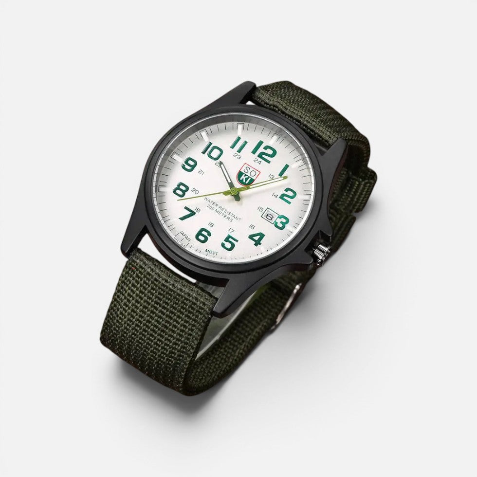 Armbanduhr Analog Ziffernblatt Stoffarmband Rundes Gehäuse