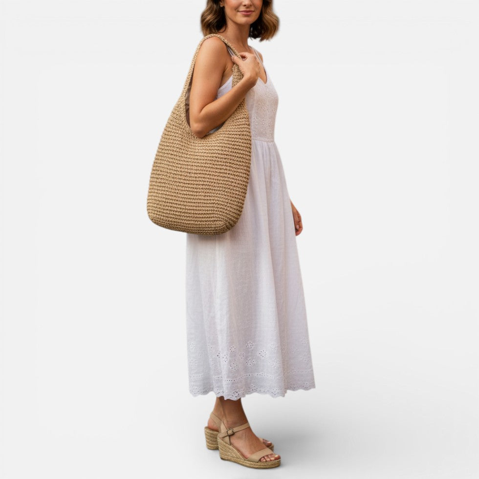 Damen Schultertasche aus Geflochtenem Material