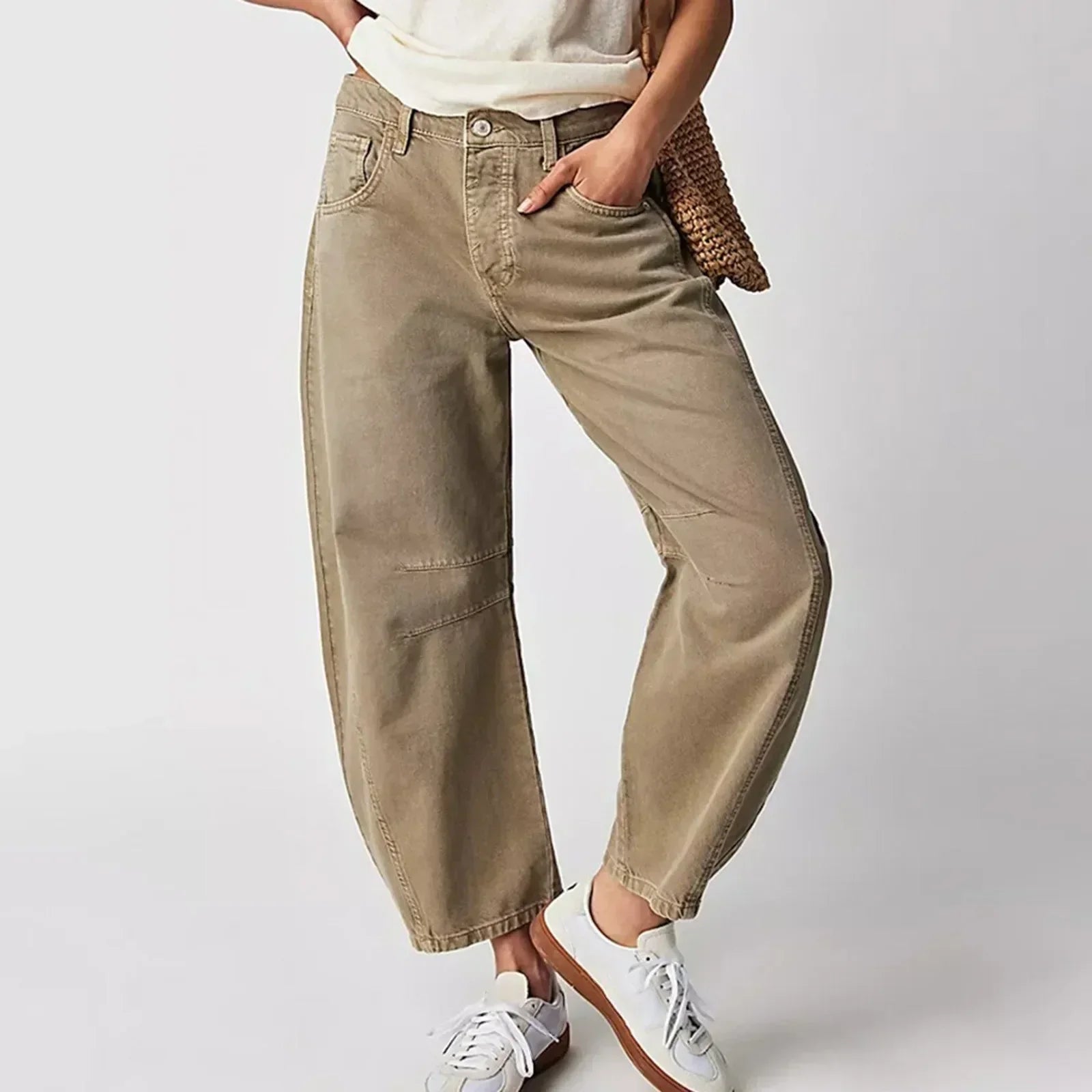 Nora | Damen Barrel Leg Jeans Weites Bein High Waist Freizeithose