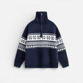 Herren Strickpullover mit Reissverschluss und Norwegermuster