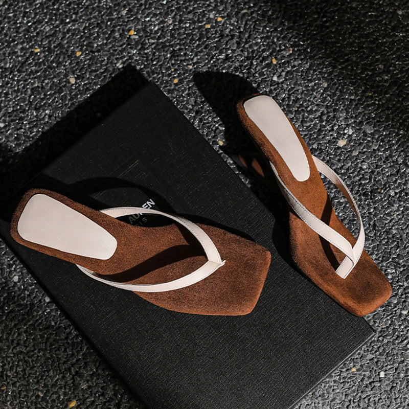 Damen Elegant Eckig Toe Absatz Sandalen